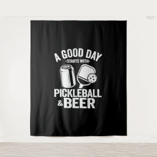 A Good Day Starts With Pickleball & Coffee Funny Tapestry