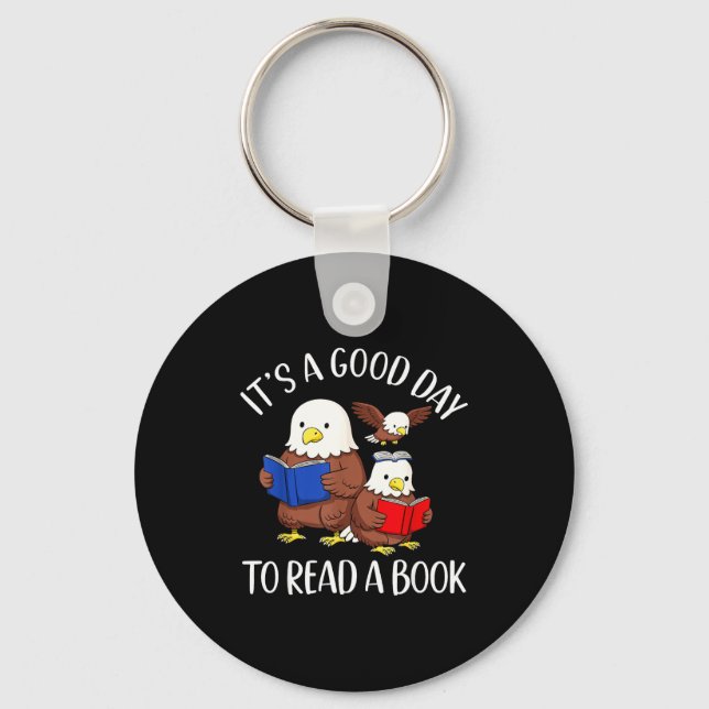 A good day to read a book eagle librarian bookworm key ring (Front)