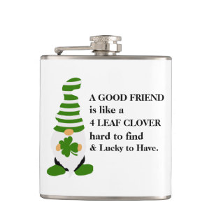 A Good Friend & Four Leaf Clover Hip Flask