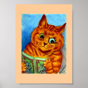 A Good Read, illustrated by Louis Wain, Poster