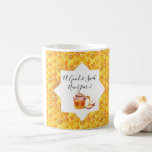 A Good & Sweet New Year! Holiday Honeycomb Gold Coffee Mug<br><div class="desc">Happy Rosh Hashanah Jewish New Year Holiday symbols gift. Torah, Honey and apple, shofar, pomegranate, star of David, gold honeycomb background, Rosh hashana, traditional fruits, autumn, sukkot. Judaica. Hand Drawn Watercolor. Home > Kitchen & Dining > Drinkware > Mugs & Cups Include - Design with custom text template. Personalise them...</div>
