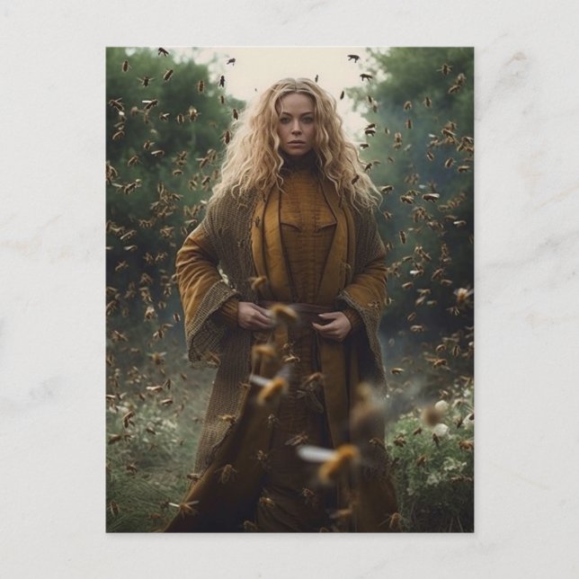 A Gorgeous Blonde Goddess of the Honey Bees Postcard (Front)