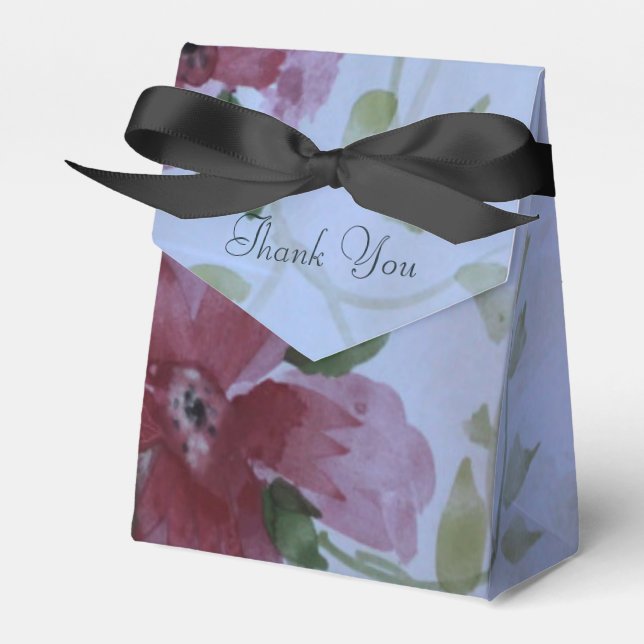 A Gorgeous Burgundy Watercolor Floral Favour Box (Front Side)