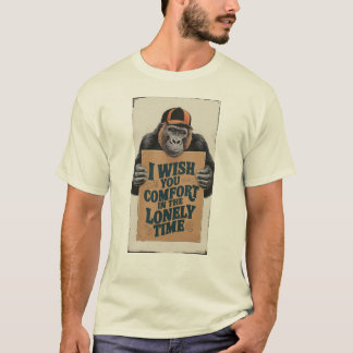 a gorilla holding cardboard "i wish you comfort T-Shirt
