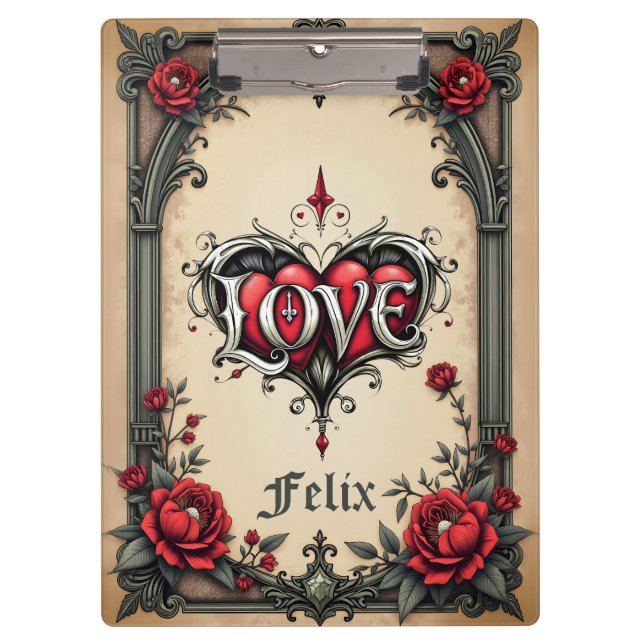 A gothic romance. An ornate, gothic-style  Clipboard (Front)