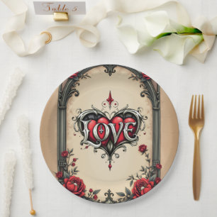 A gothic romance. An ornate, gothic-style Paper Plate