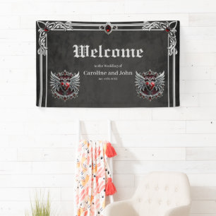 A Gothic symbiosis, elegant haert and skulls. Banner