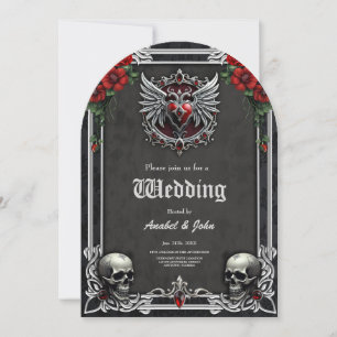 A Gothic symbiosis, elegant haert and skulls. Invitation