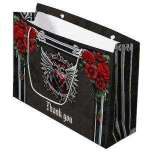 A Gothic symbiosis, elegant haert and skulls. Large Gift Bag