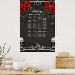 A Gothic symbiosis, elegant haert and skulls. Poster