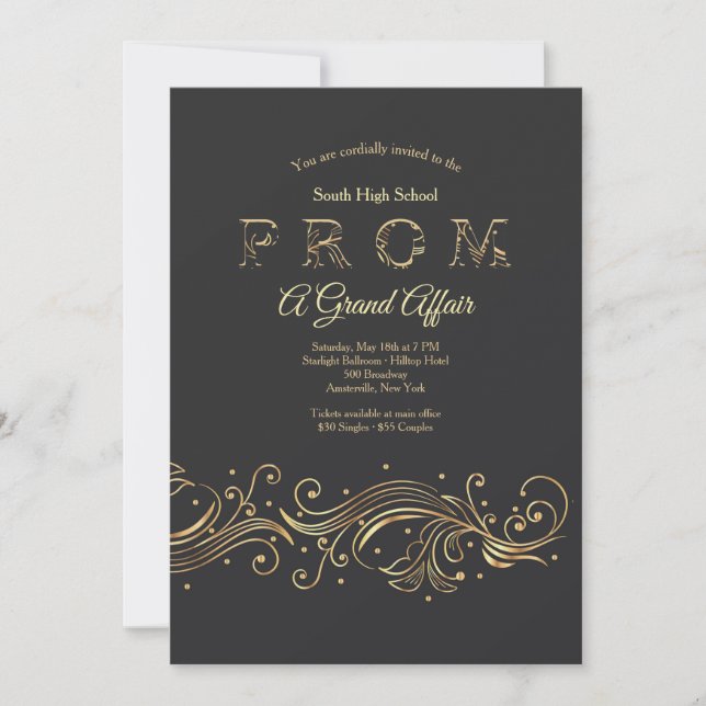 A Grand Affair Prom Invitations (Front)