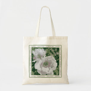 A grand white peony on canvas tote bag. bag