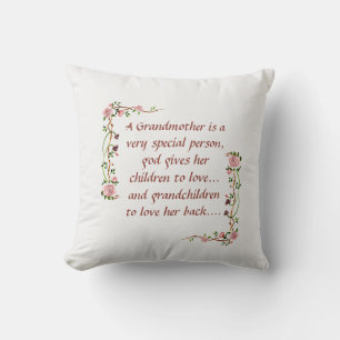 A Grandmother is a Very Special Person Saying Rose Cushion