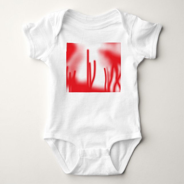A graphic design featuring bold red and orange sha baby bodysuit (Front)