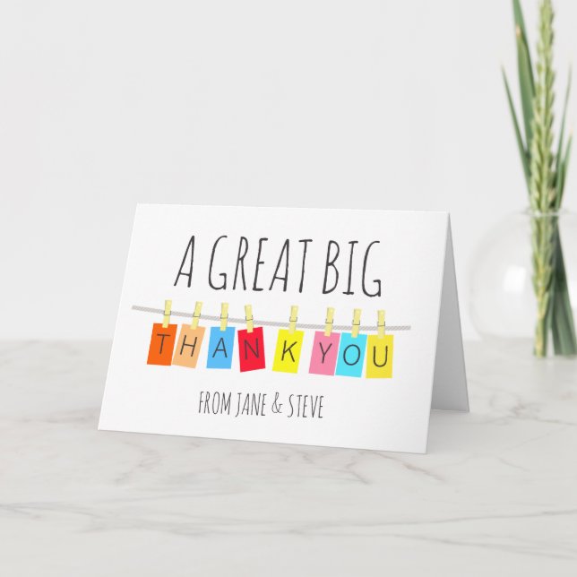 A Great Big Thank You, Cute Bright Bunting – Card (Front)
