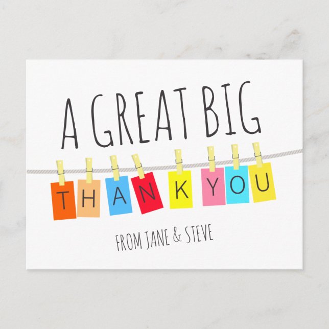 A Great Big Thank You, Cute Bright Bunting – Postcard (Front)