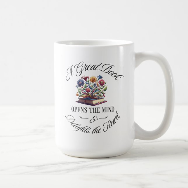 A Great Book Delights Floral  Coffee Mug (Right)