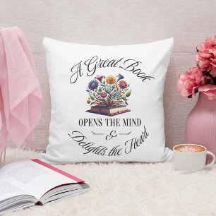 A Great Book Delights Floral  Cushion