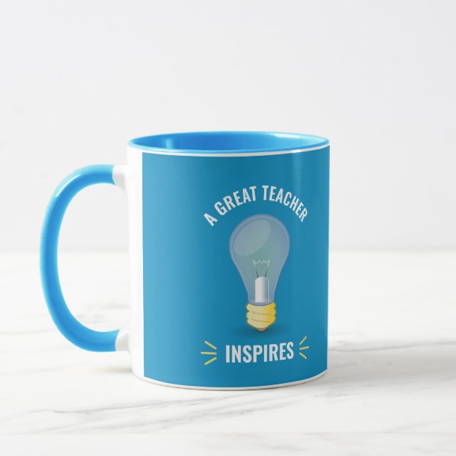 A Great Teacher Inspires Light Bulb Motivational Mug (Left)