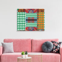 a green and black pattern with a tree in the middl