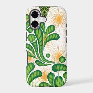 A green and gold artistic pattern depicting a tree