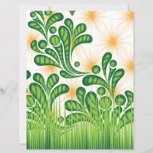 A green and gold artistic pattern depicting a tree (Front)