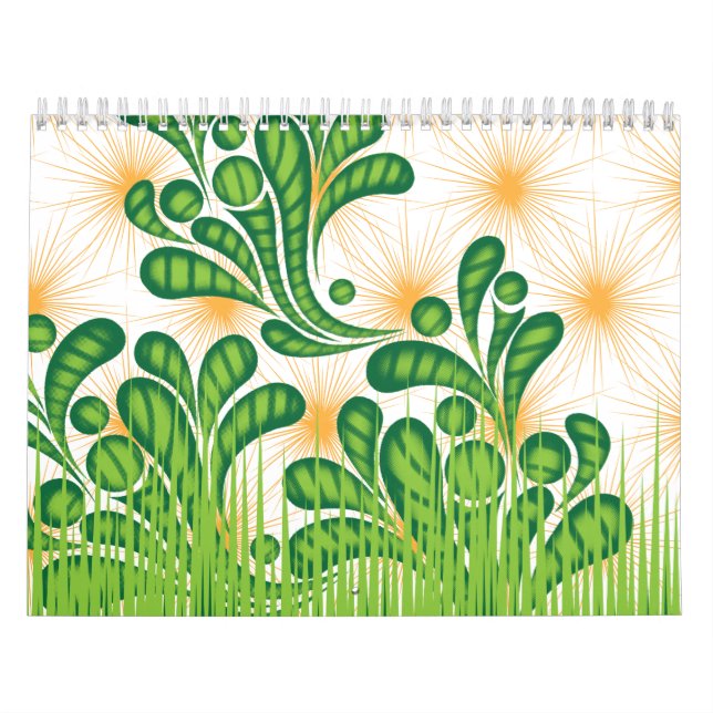 A green and gold artistic pattern depicting a tree calendar (Cover)