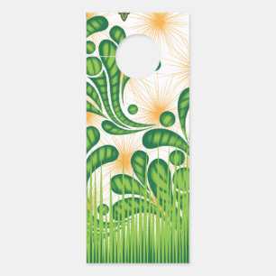 A green and gold artistic pattern depicting a tree door hanger