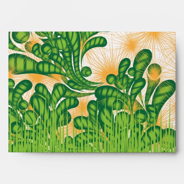 A green and gold artistic pattern depicting a tree envelope (Front)