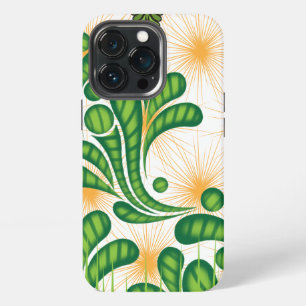 A green and gold artistic pattern depicting a tree iPhone 13 pro case
