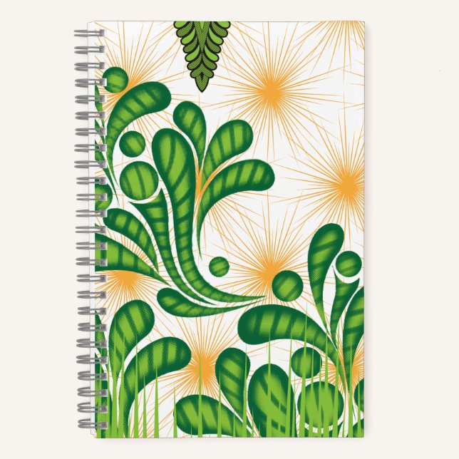 A green and gold artistic pattern depicting a tree notebook (Front)