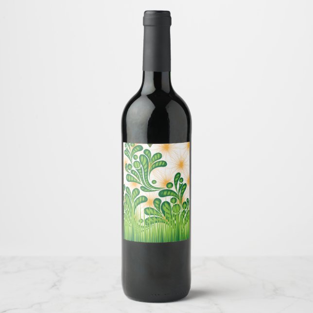 A green and gold artistic pattern depicting a tree wine label (Front)