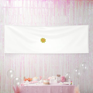 a green and red flower with black dots banner
