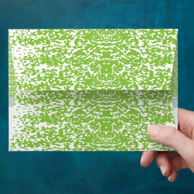 a green and white abstract background envelope (Hand)