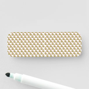 a green and white background with small leaves name tag