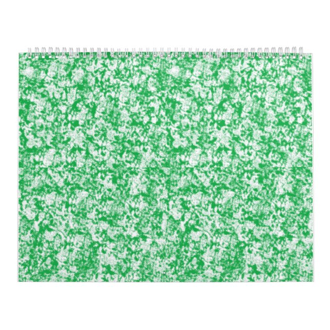 a green and white background with small white dots calendar (Cover)