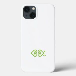 a green and white logo with a stylised design iPhone 13 case