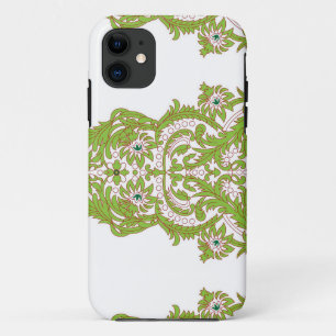 a green and white wallpaper with ornate designs Case-Mate iPhone case