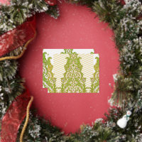 a green and white wallpaper with ornate designs