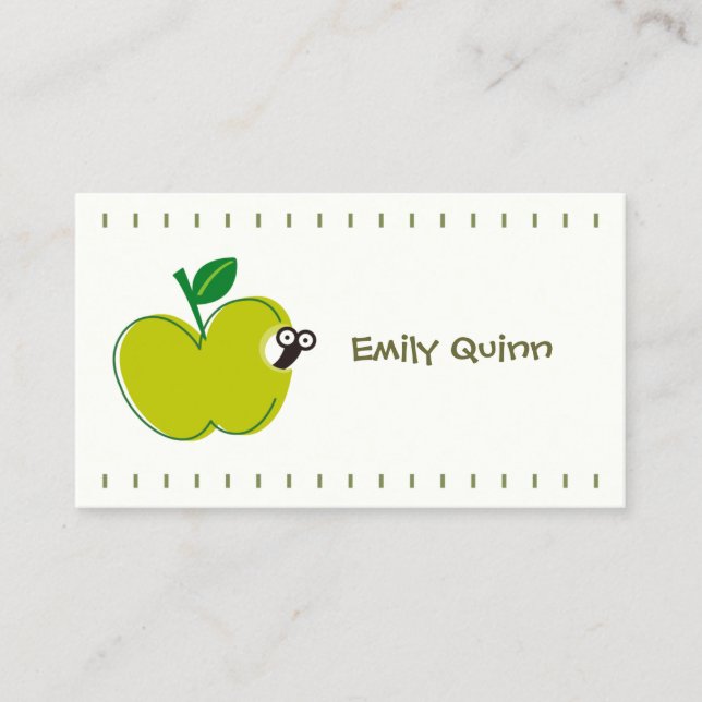 a green apple & a little worm business card (Front)