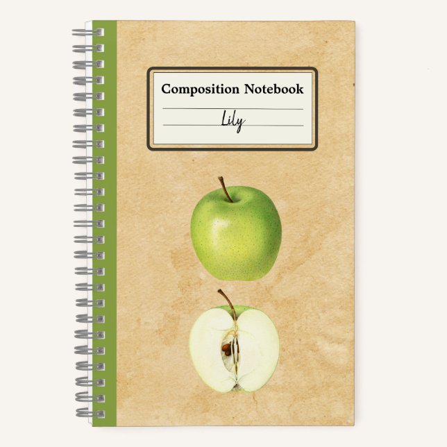 A Green Apple and a Half Personalised Composition Notebook (Front)