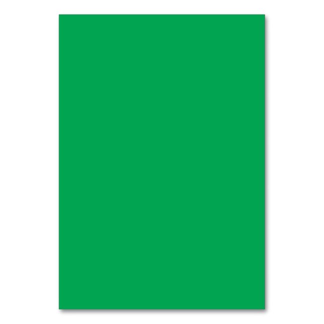 a green background with a table number (Front)