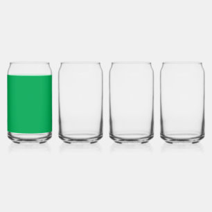 a green background with a white border can glass