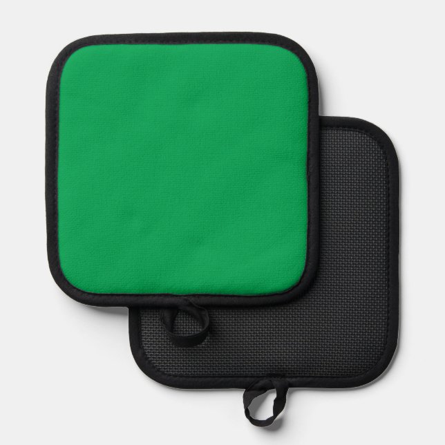 a green background with a white border pot holder (Front/Back)