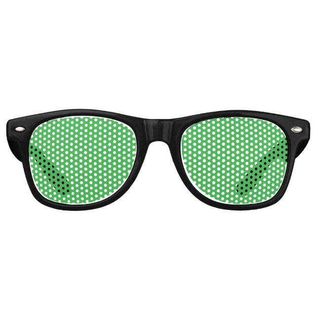 a green background with a white border retro sunglasses (Front)