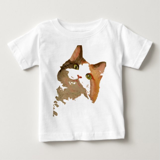 A Green Eyed Calico Cat Artistic Portrait Baby T-Shirt (Front)