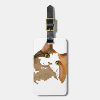 A Green Eyed Calico Cat Artistic Portrait Luggage Tag