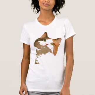 A Green Eyed Calico Cat Artistic Portrait T-Shirt