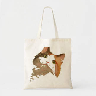 A Green Eyed Calico Cat Artistic Portrait Tote Bag