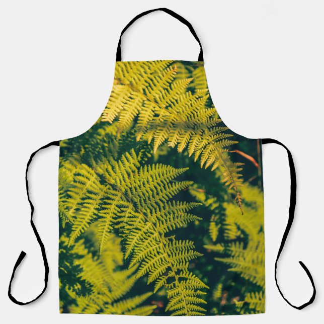 A green fern plants background with shadows. abstr apron (Front)